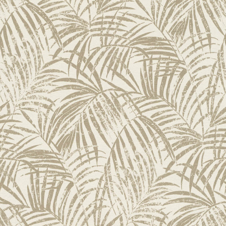 832174 Perfect Palms Denzo II White Gold Wallpaper by Rasch