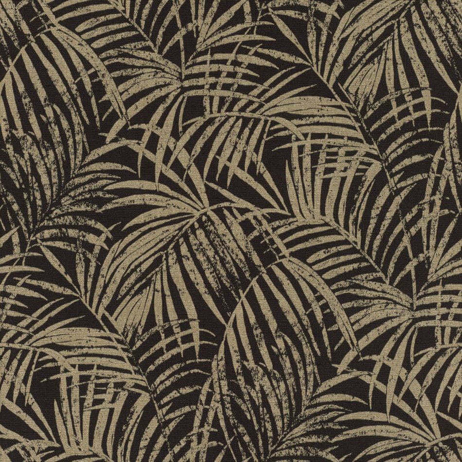 832143 Perfect Palms Denzo II Black Gold Wallpaper by Rasch