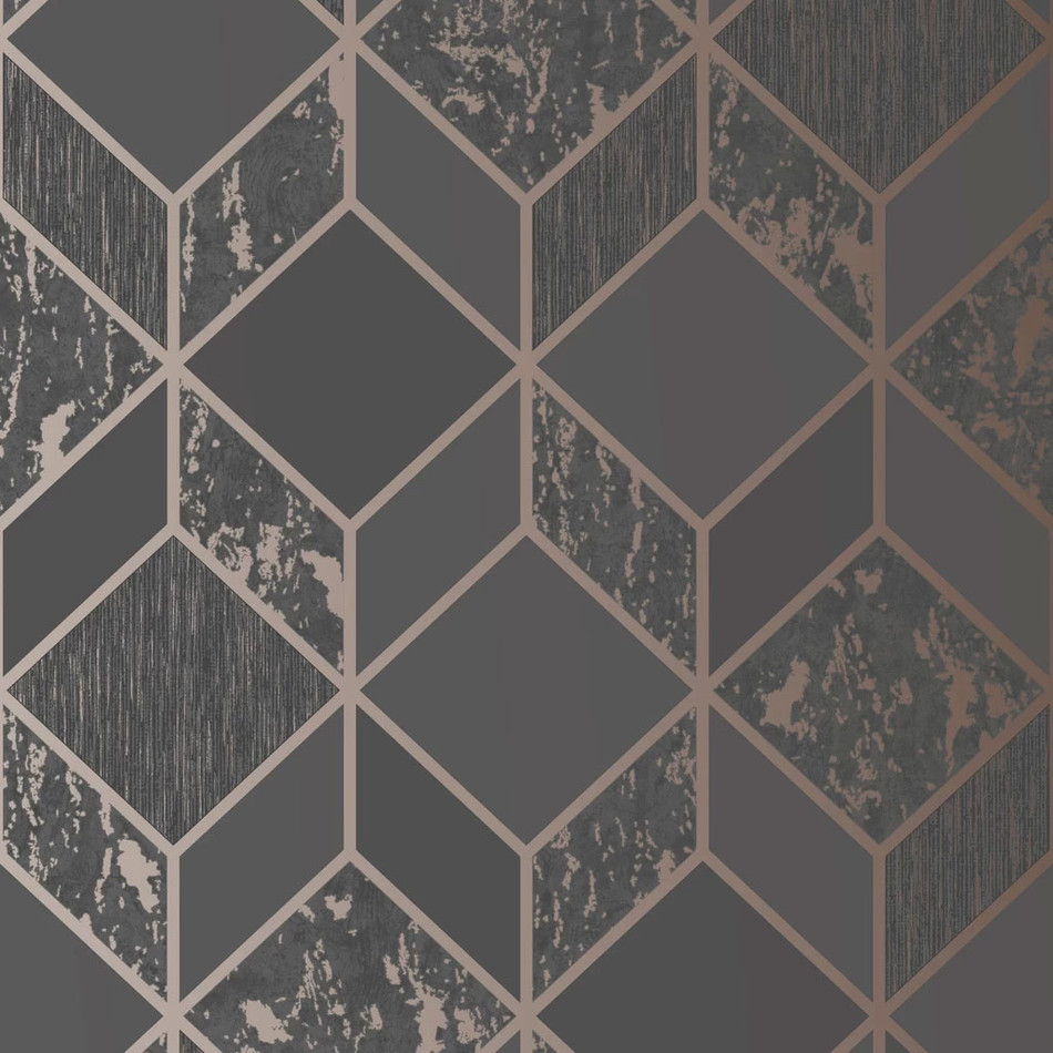 107963 Vittorio Geo Charcoal Superfresco Wallpaper By Graham & Brown