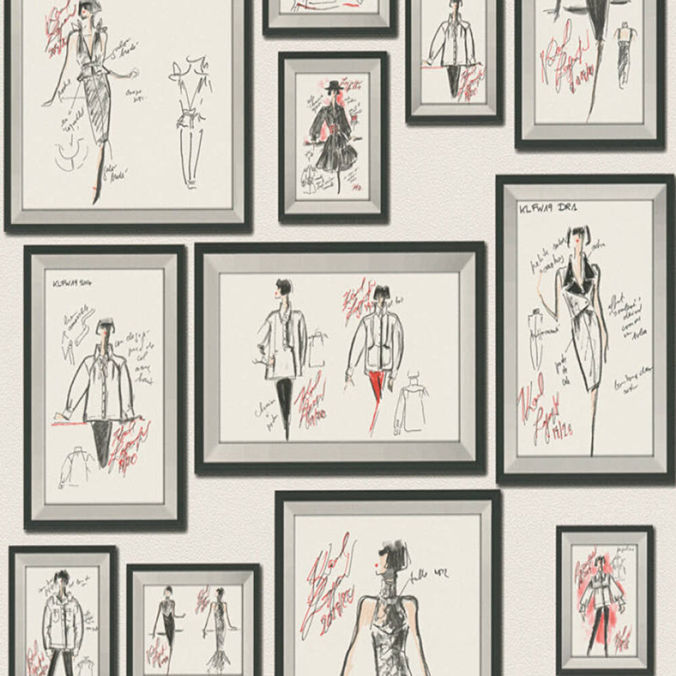 37846-3 Sketch Karl Lagerfeld Wallpaper by A S Creation