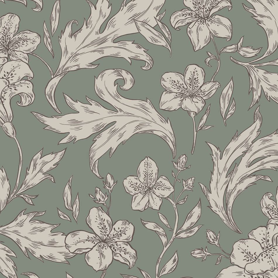 813-38 Karin Forest Green Ett Hem Wallpaper by Sandberg