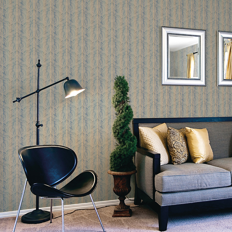 G34145 Metallic Thin Stripe with Paisley Nordic Elements Wallpaper by Galerie G34145 Metallic Thin Stripe with Paisley Nordic Elements Wallpaper by Galerie