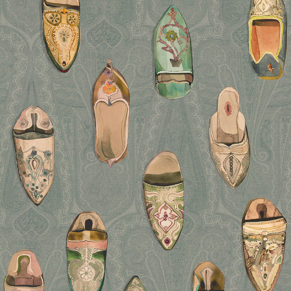 FG096/R11 Babouches Icons Wallpaper by Mulberry Home