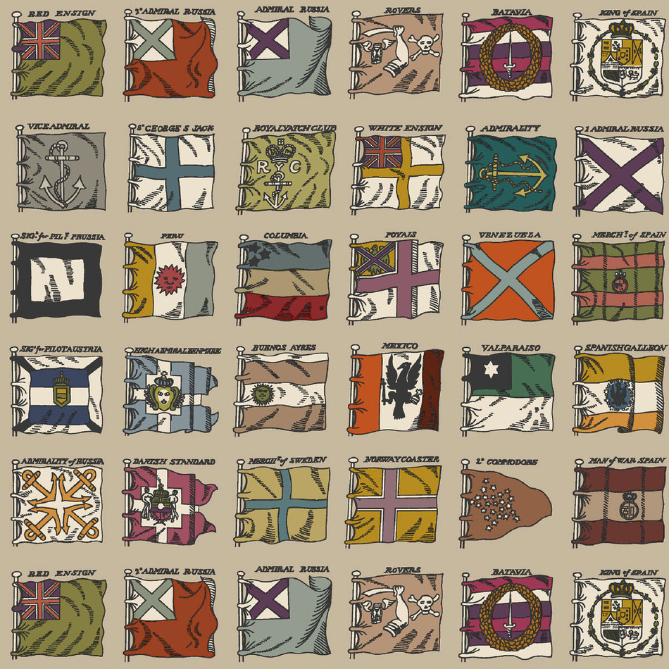 FG099/V54 Naval Ensigns Icons Wallpaper by Mulberry Home