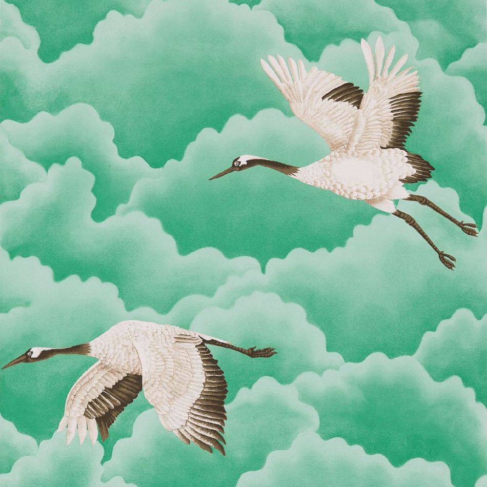 111233 Cranes in Flight Palmetto Wallpaper by Harlequin