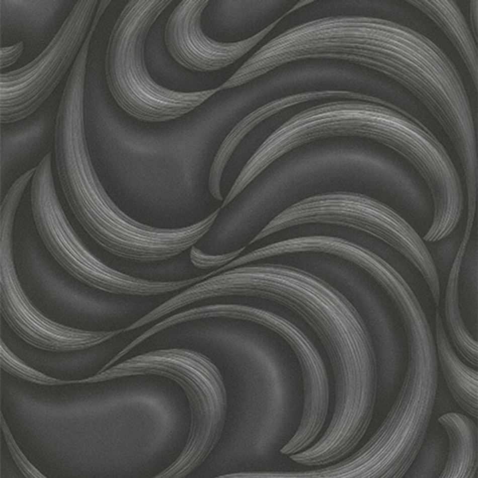 10220-15 Waves Charcoal Metallic Fashion for Walls 2 Wallpaper By Erismann