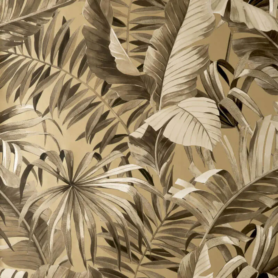FD42853 Maui Tropical Gold Wallpaper by Fine Decor