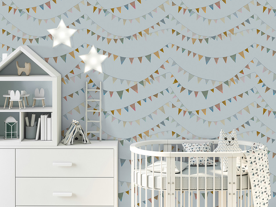 26824 Light Blue Garland Great Kids Wallpaper By Hohenberger