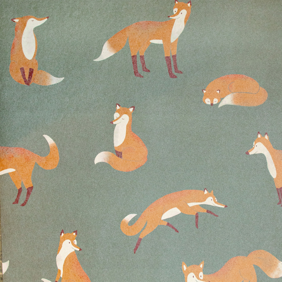 26841 Dark Green Friendly Foxes Great Kids Wallpaper By Hohenberger