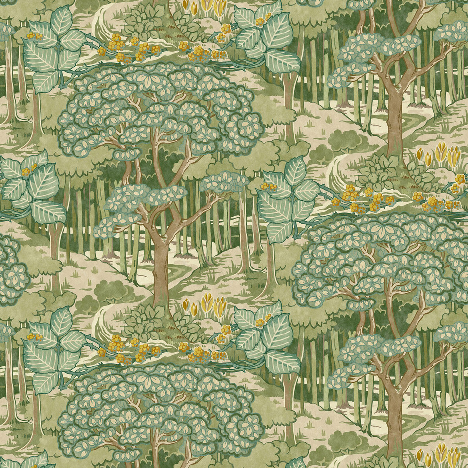 BW45106/1 Ruskin Original Brantwood Green Wallpaper By GP & J Baker