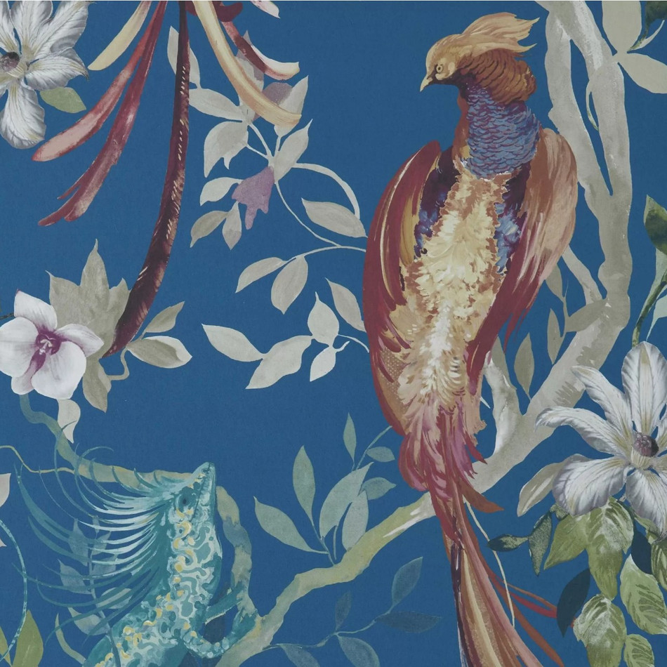 2109-157-04 Pavilion Bird Sonnet Royal Blue Wallpaper By 1838 Wallcoverings