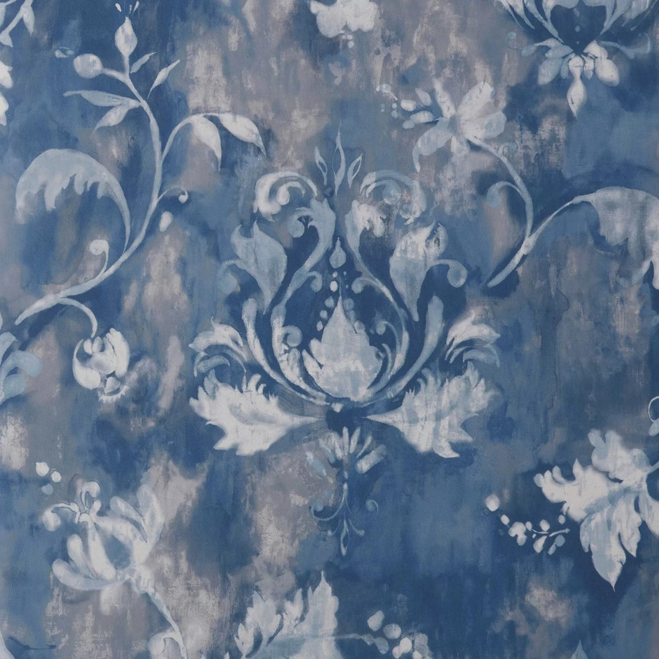 2109-156-04 Pavilion Ornamenta Indigo Blue Wallpaper By 1838 Wallcoverings