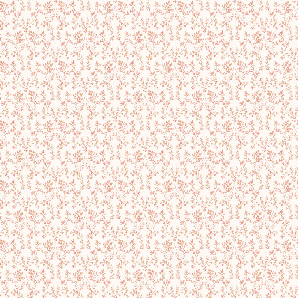 G56679 Ogee Floral Small Prints Cranberry and Tan Wallpaper By Galerie