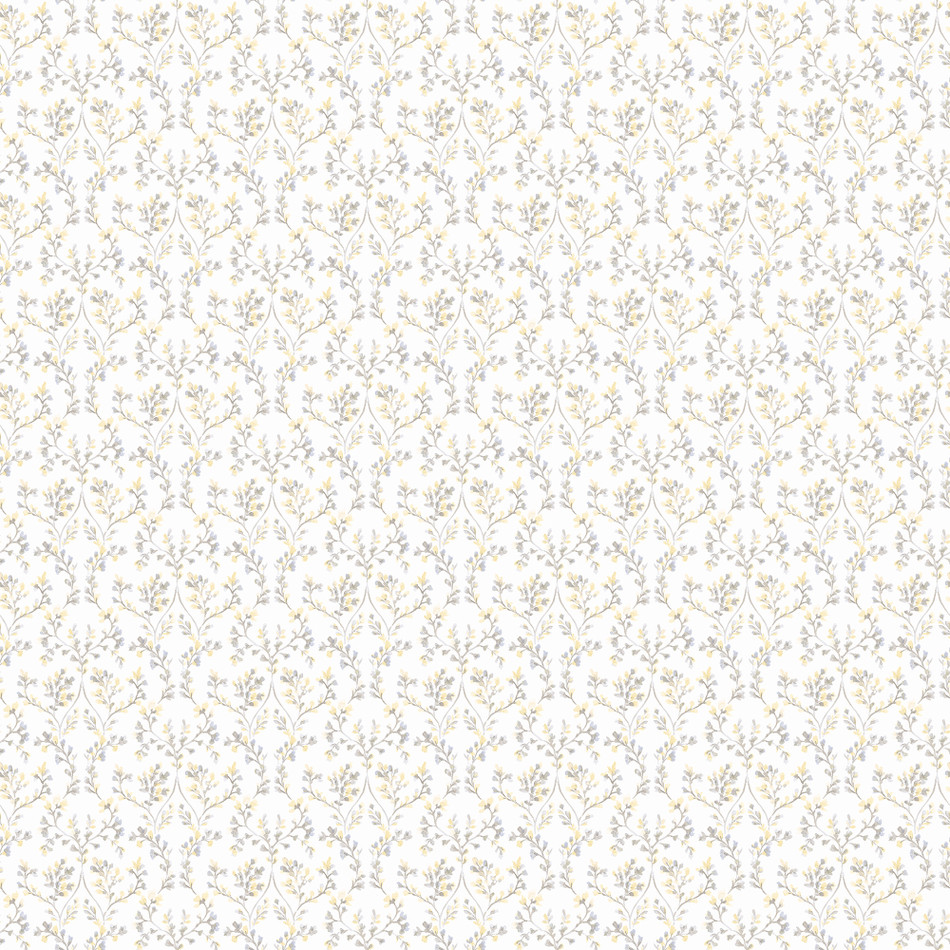 G56681 Ogee Floral Small Prints Grey and Yellow Wallpaper By Galerie