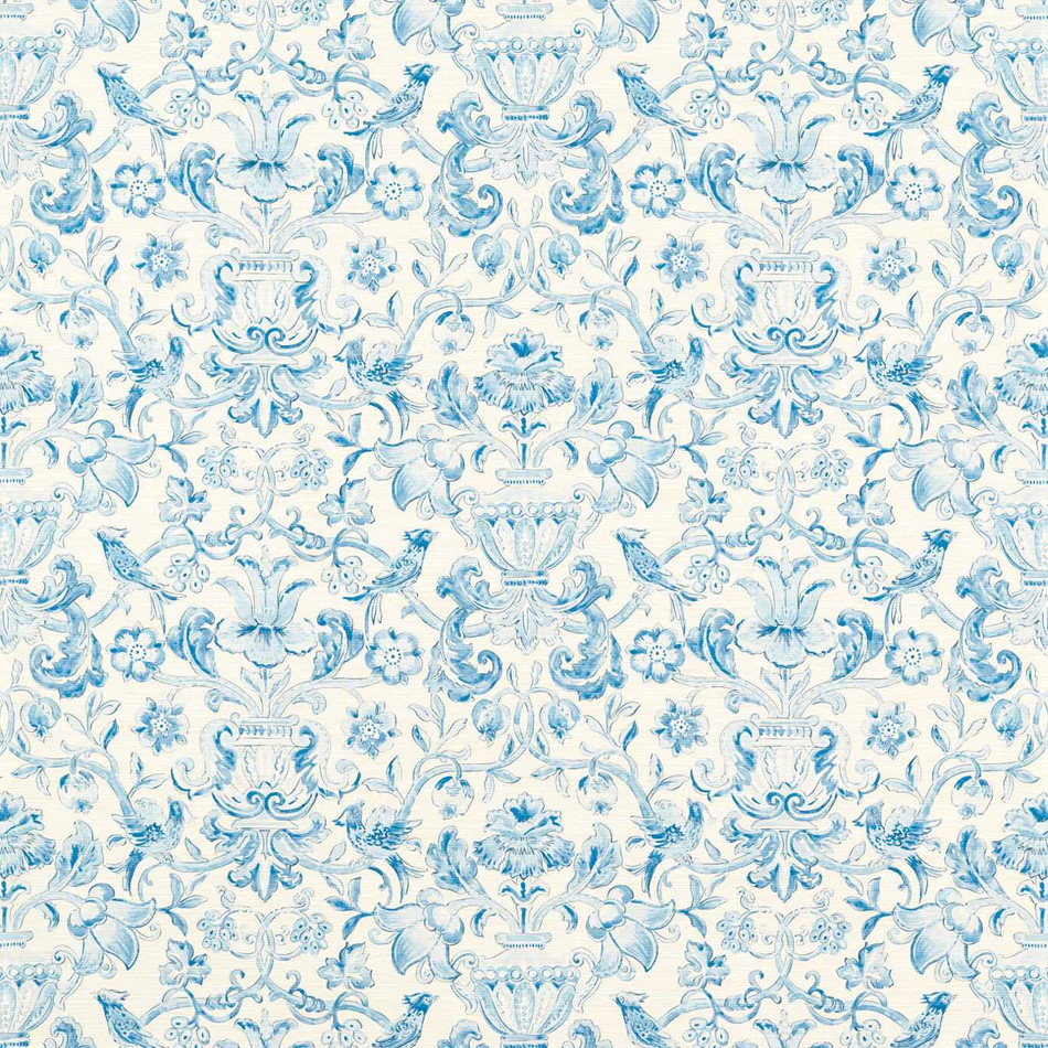 313015 Pompadour Print Cotswolds Manor Silver Wallpaper by Zoffany