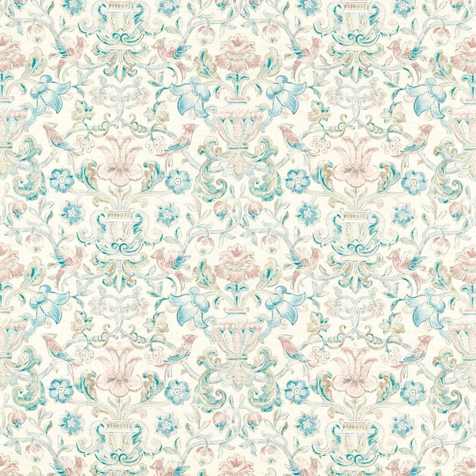 313016 Pompadour Print Cotswolds Manor Mineral Wallpaper by Zoffany