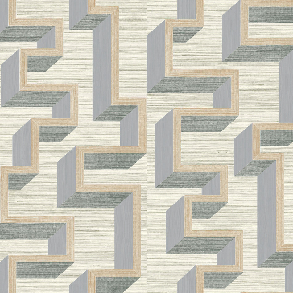 72700 Detour Marqueterie Silver Linen Wallpaper By Arte