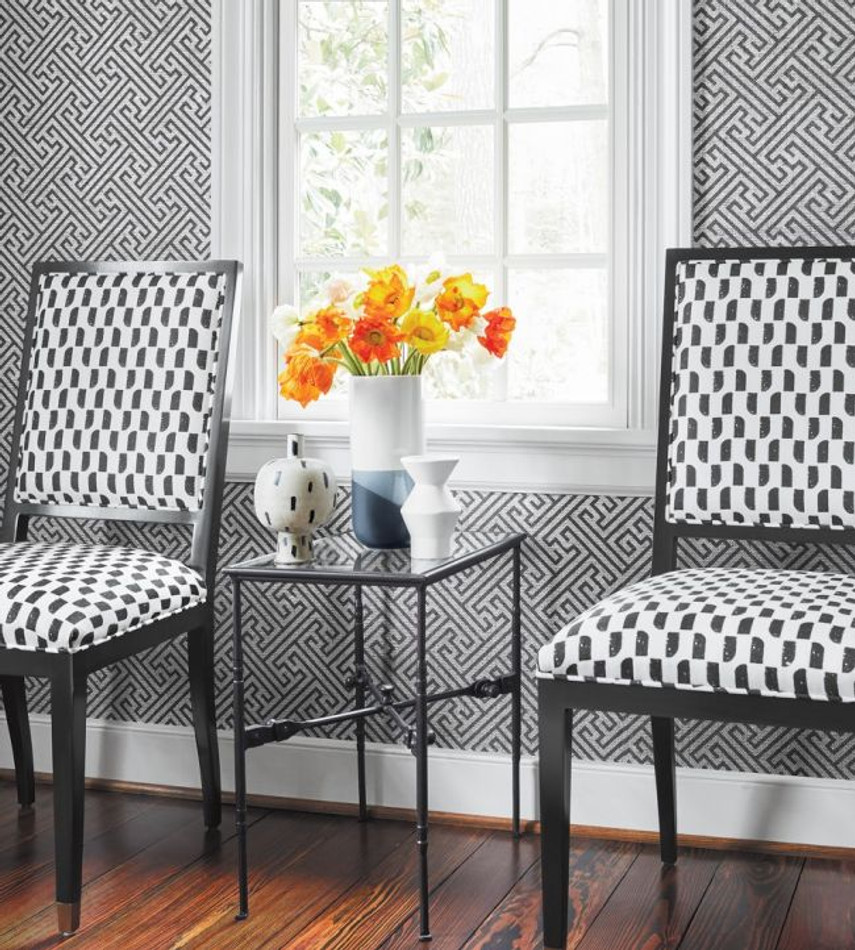 AT9842 Charlotte Raffia Nara Black and Metallic Silver Wallpaper by Anna French AT9842 Charlotte Raffia Nara Black and Metallic Silver Wallpaper by Anna French