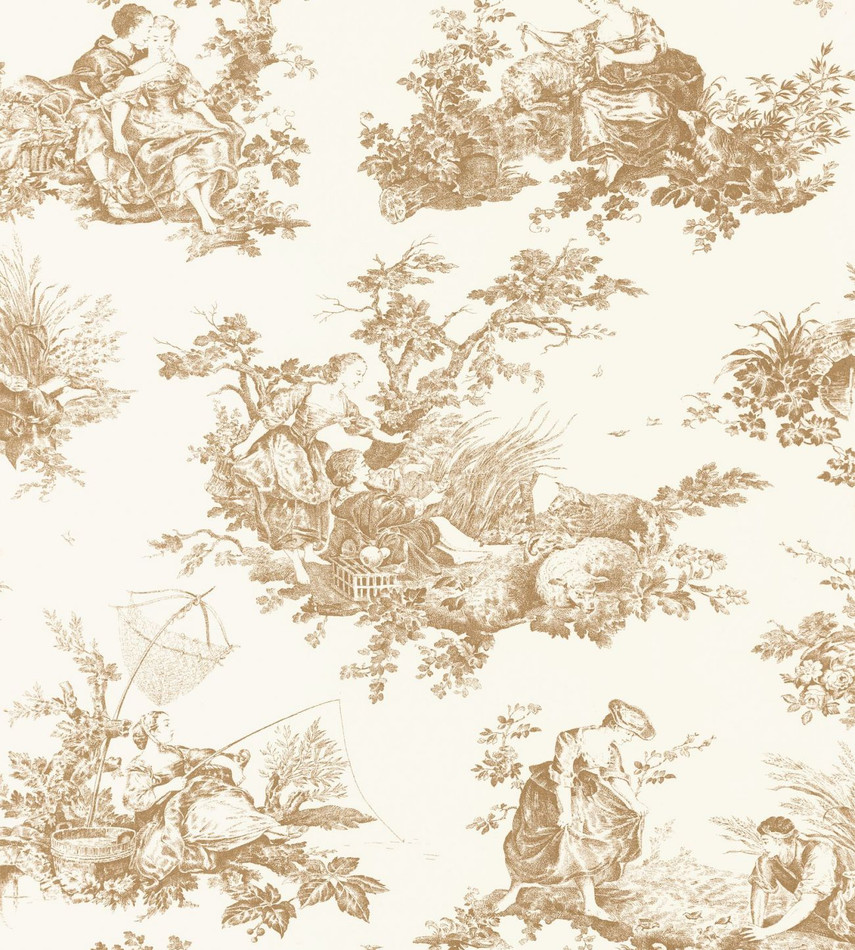 LBTJ87911318 Scene D'Ete Les Belles Toiles De Jouy Wallpaper by Casadeco