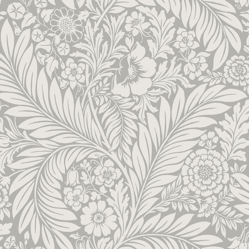 723 Florence Floral Leaf Grey Wallpaper by Belgravia
