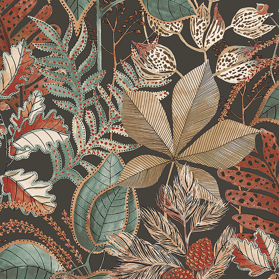 3780 Eden Leaf Charcoal Wallpaper by Belgravia