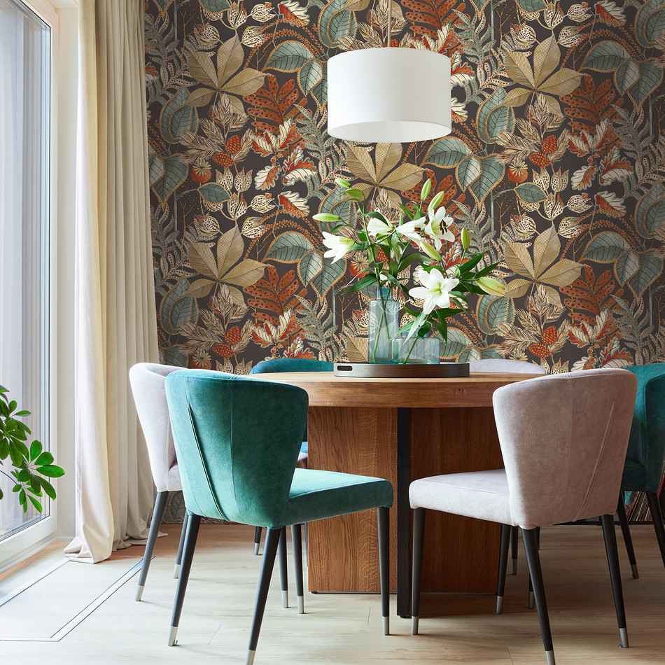 3780 Eden Leaf Charcoal Wallpaper by Belgravia
