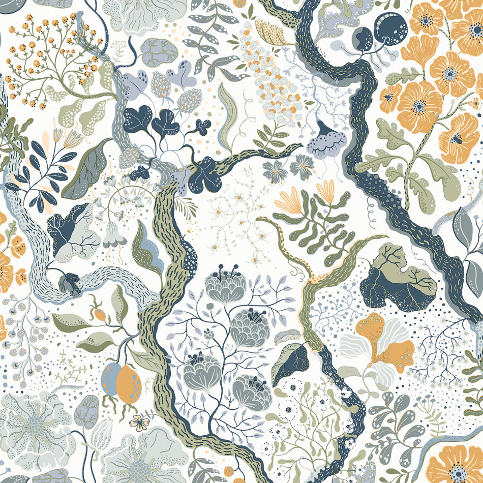 S65103 Ann Sommarang White and Orange Wallpaper By Galerie