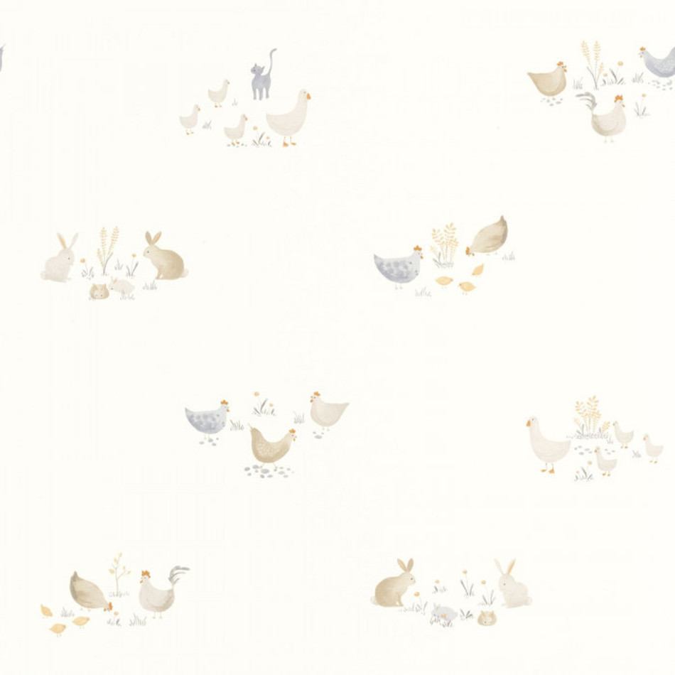 88372931 Companions Of The Farm Once Upon A Time Naturel Wallpaper by Casadeco