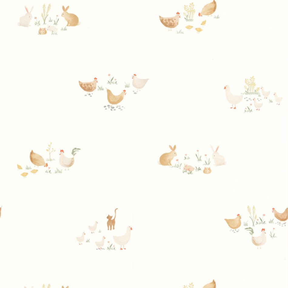 88372658 Companions Of The Farm Once Upon A Time Terracotta Wallpaper by Casadeco