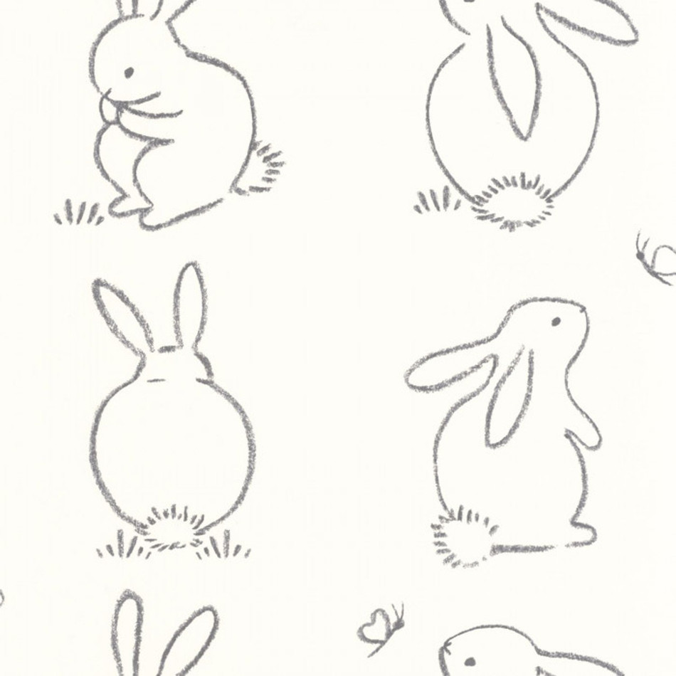 88389050 Funny Bunny Once Upon A Time Noir Graphite Wallpaper by Casadeco