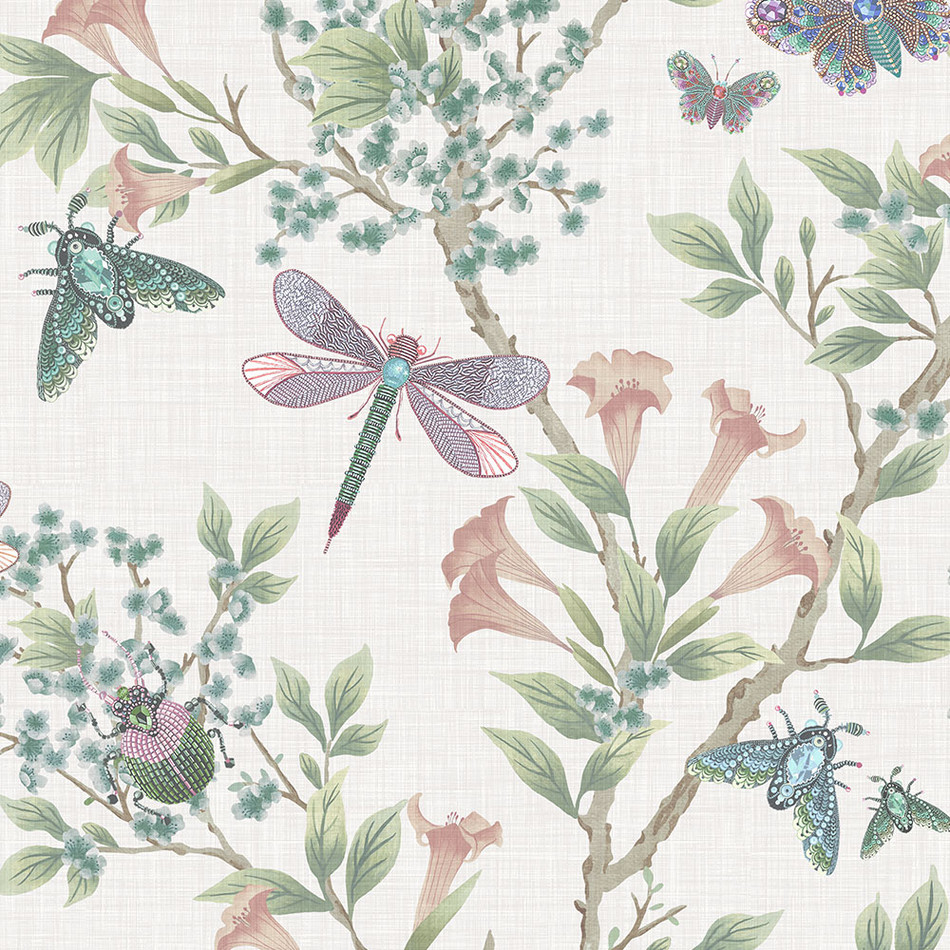 BMHD002/04A Jewel A Flutter Heart Deco Blush Wallpaper by Brand McKenzie