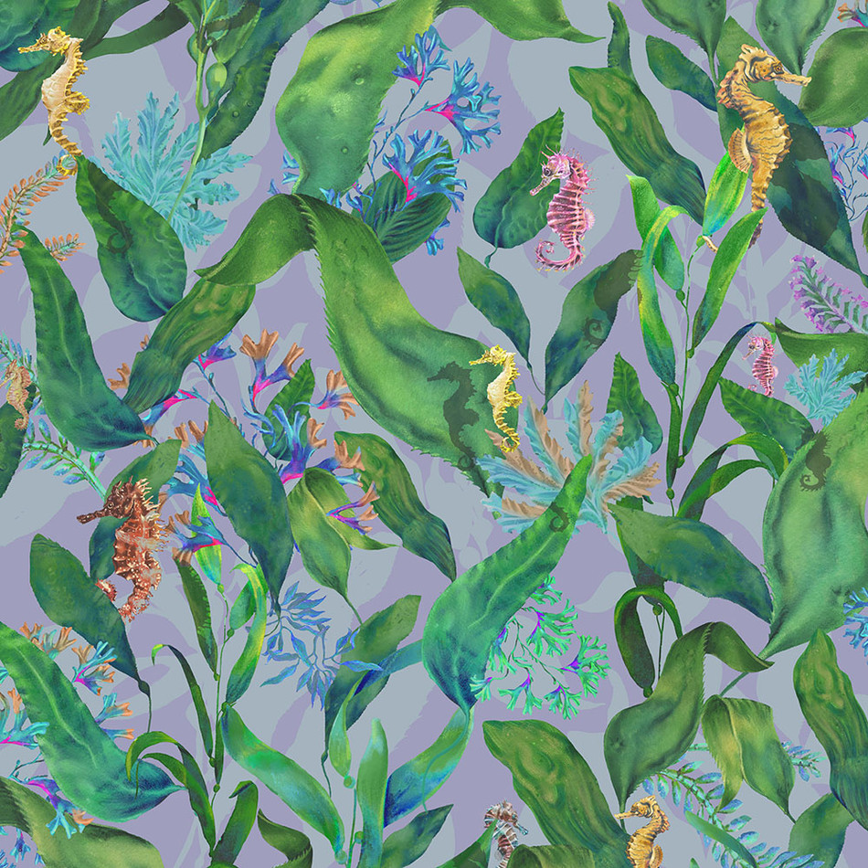 BMHD002/08C Seahorse Mangrove Heart Deco Spring Green Wallpaper by Brand McKenzie