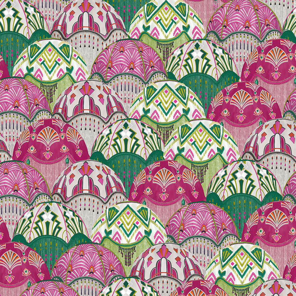 BMHD002/09A Silk Shades Heart Deco Cerise Wallpaper by Brand McKenzie