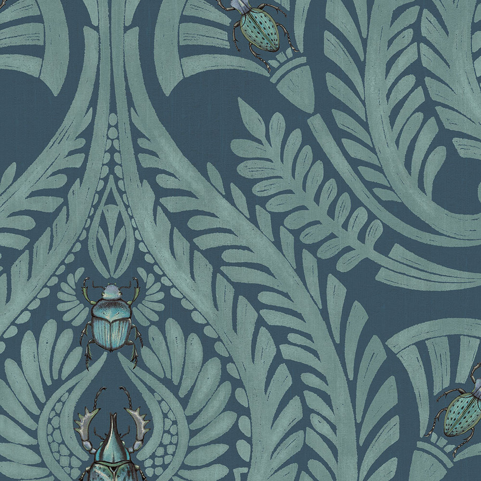 BMHD002/11D The Great Damask Heart Deco Teal Wallpaper by Brand McKenzie