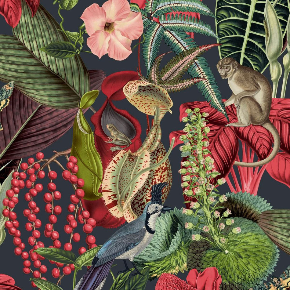 JF2201 Jungle Fever Amazon Black and Red Wallpaper by Grandeco Life