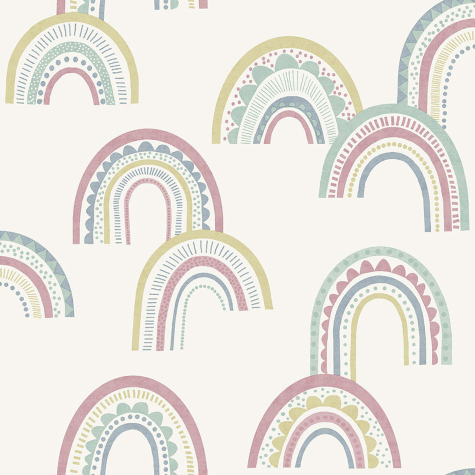 13281 Dream Catcher Boho Rainbow Pink and Duckegg Wallpaper by Holden Decor