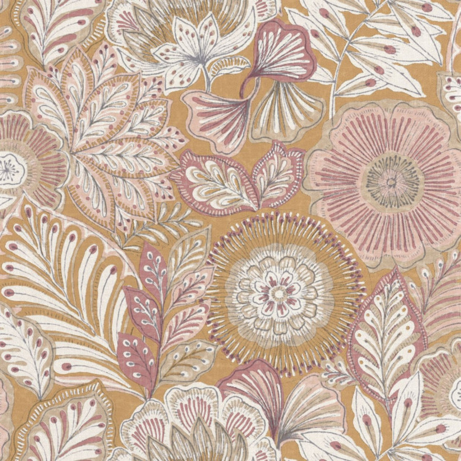 BALI88152415 Batik Bali Jaune Safran Wallpaper by Casadeco