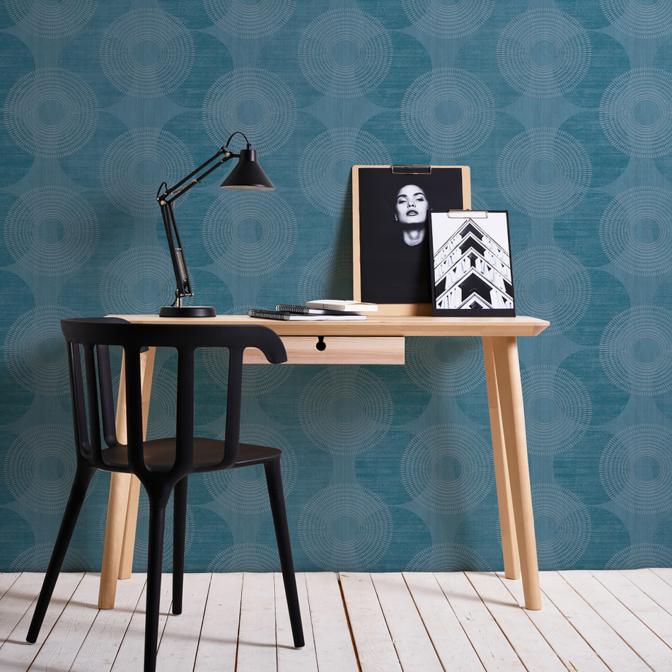 HO20032 Circles Motif Home Blue Wallpaper By Galerie HO20032 Circles Motif Home Blue Wallpaper By Galerie
