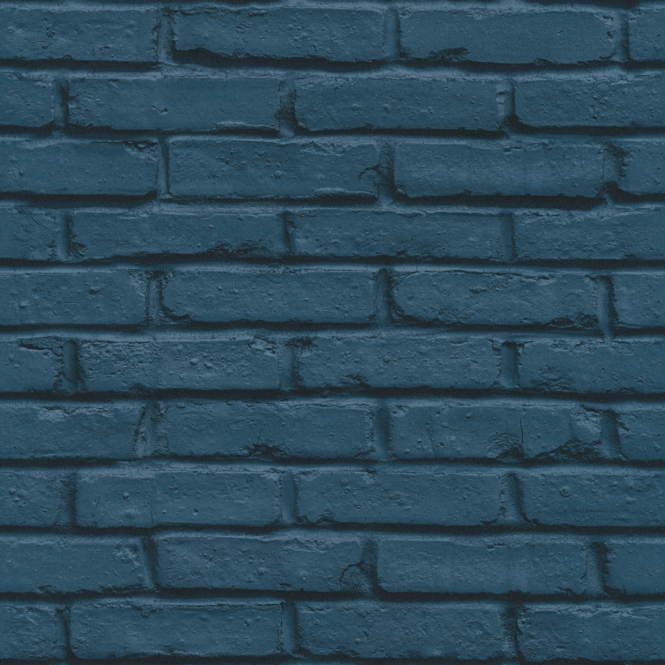 HO20061 Brick Motif Home Blue and Black Wallpaper By Galerie