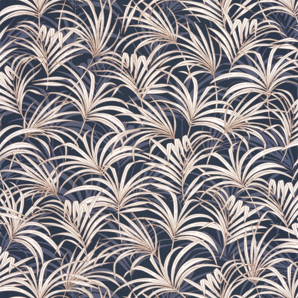 103806162 Richard Golden Age Bleu Nuit Cuivre Wallpaper By Caselio