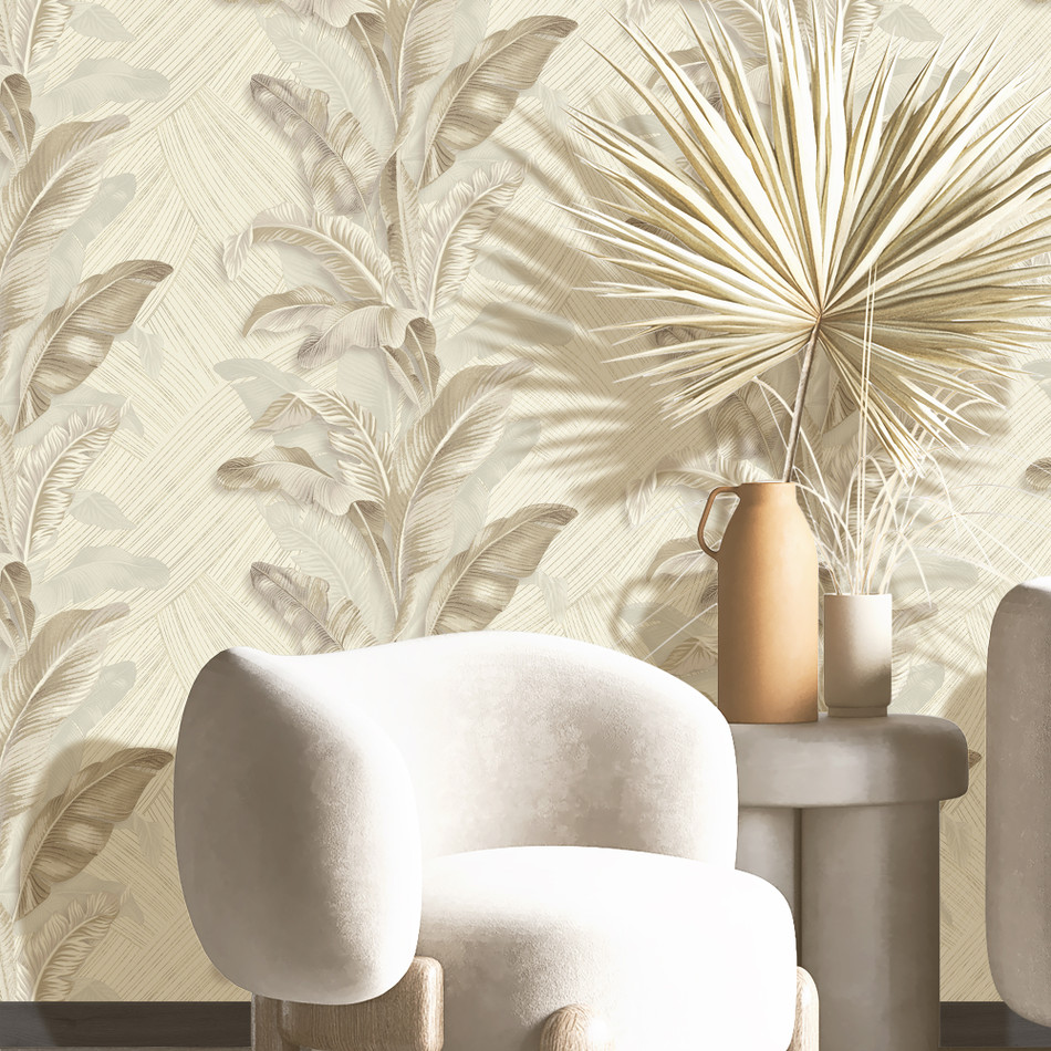 49300 Palma Stratum Cream Wallpaper By Galerie