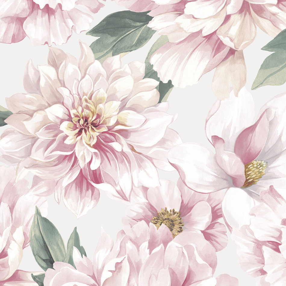 283760 Large Floral Dimension Pink and White Wallpaper By Elegant Homes The Design Library