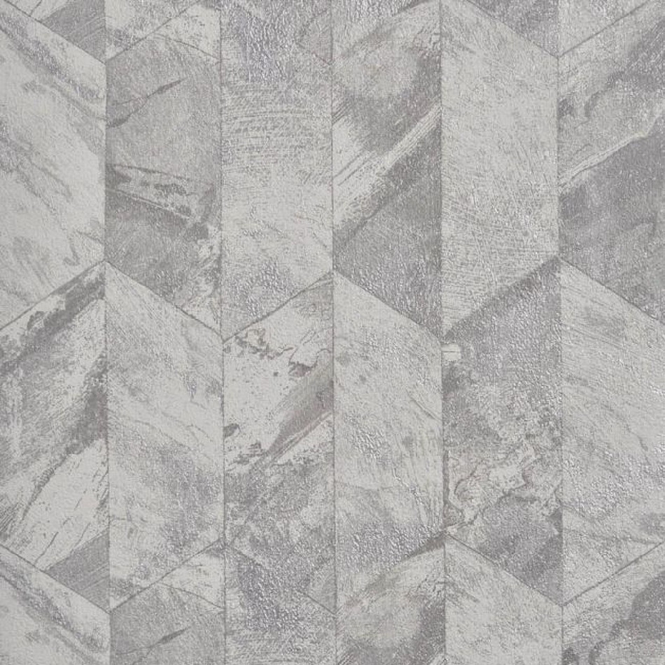 1674-908 Chisel Perspective Pewter Wallpaper by Prestigious Textiles