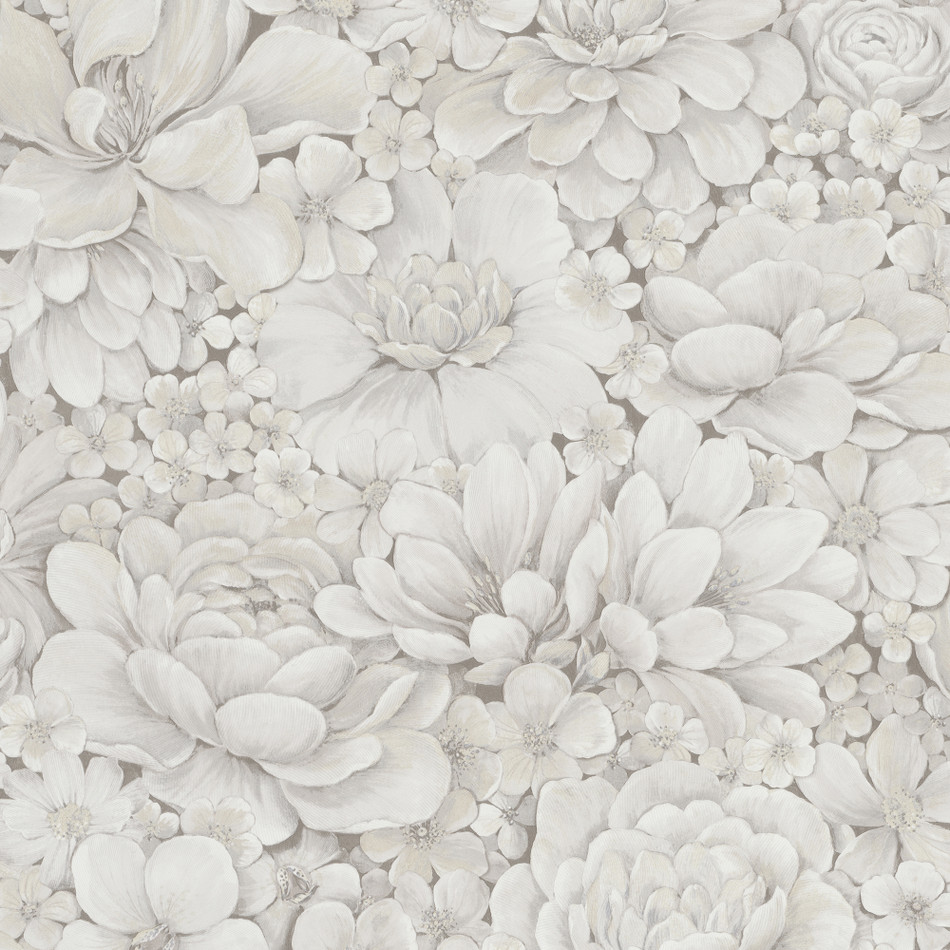 33951 Floral Texture Eden Greige Wallpaper By Galerie