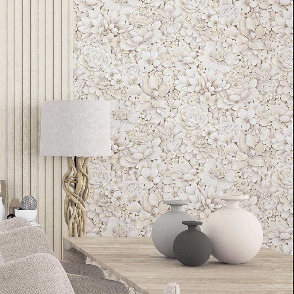 33951 Floral Texture Eden Greige Wallpaper By Galerie 33951 Floral Texture Eden Greige Wallpaper By Galerie