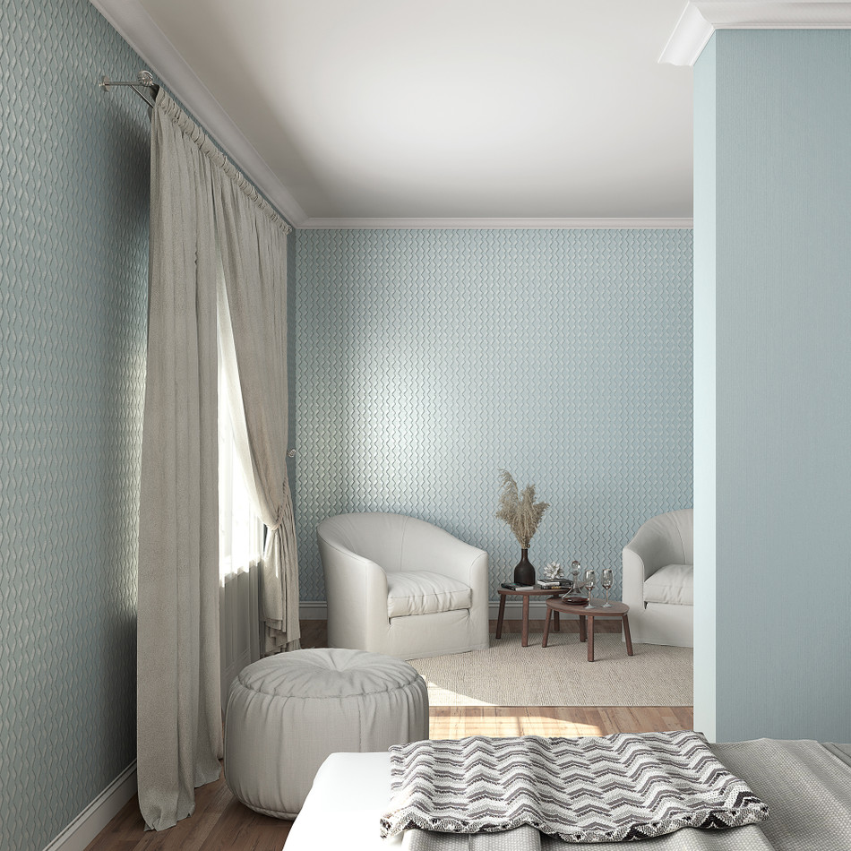 33653 Serene ZigZag Grey and Green Wallpaper By Galerie