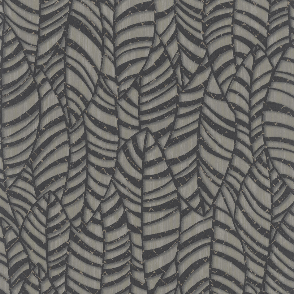32975 Serene Leaves Black and Brown Wallpaper By Galerie