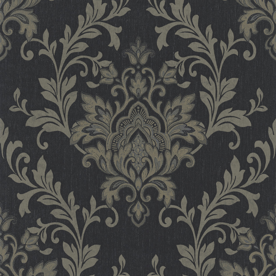 31570 Serene Ornamental Black and Gold Wallpaper By Galerie