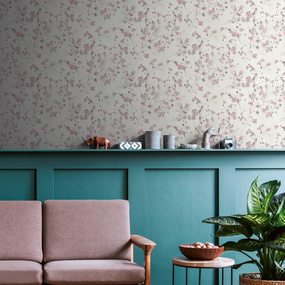 BW51035 Delicate Buttercup Motif Blooming Wild White, Pink and Grey Wallpaper By Galerie BW51035 Delicate Buttercup Motif Blooming Wild White, Pink and Grey Wallpaper By Galerie