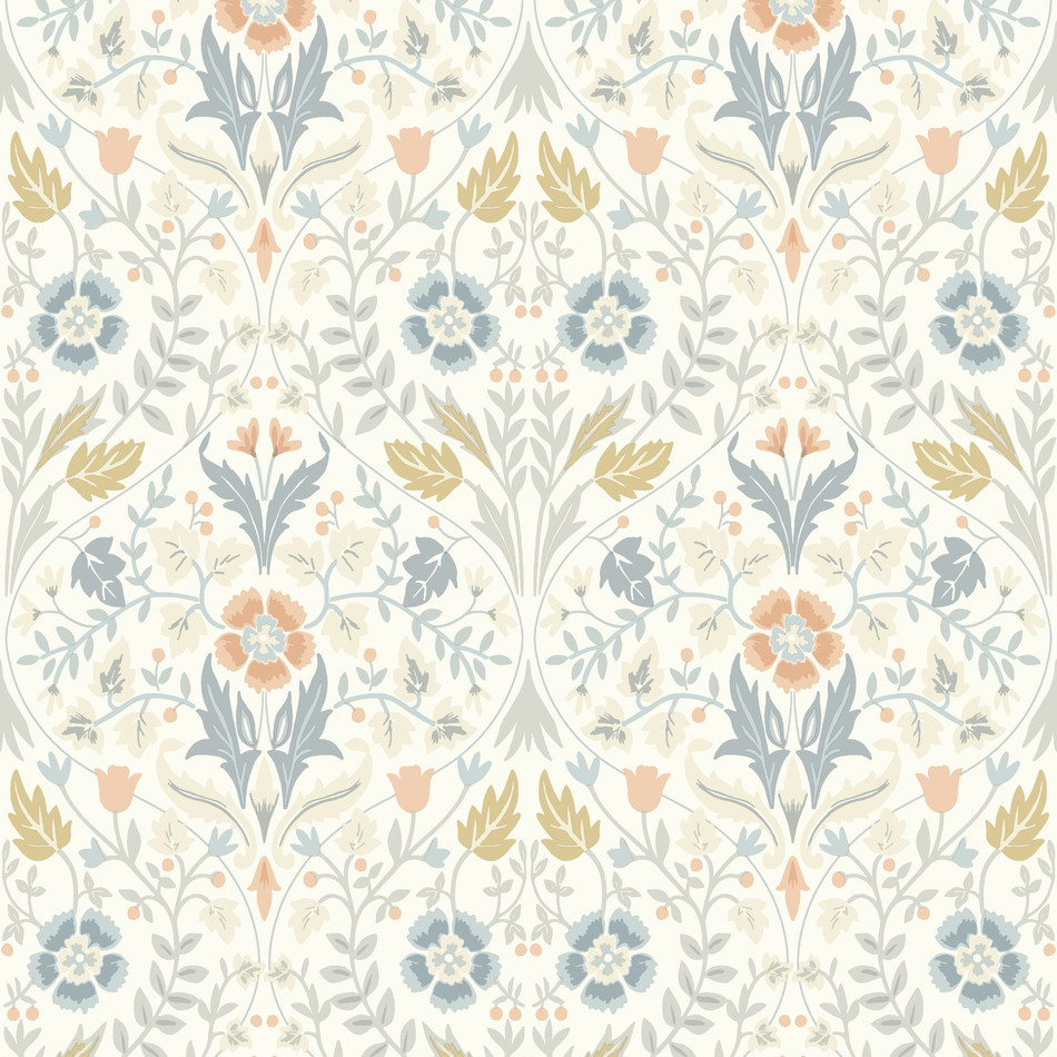 86336105 Archibald Arts and Crafts Bleu Givre Wallpaper by Casadeco